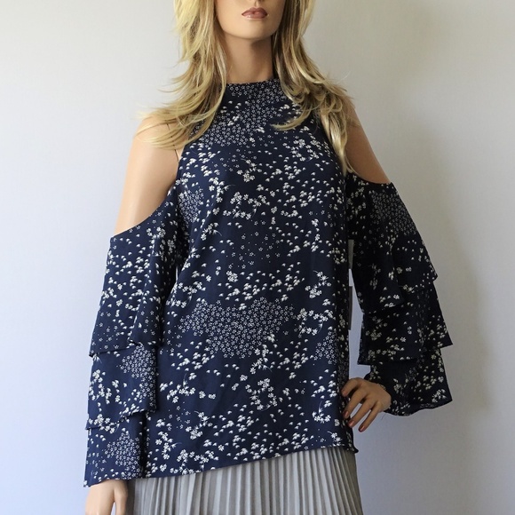1. State Tops - 1.State NWT Mock Neck Cold Shoulder Blouse